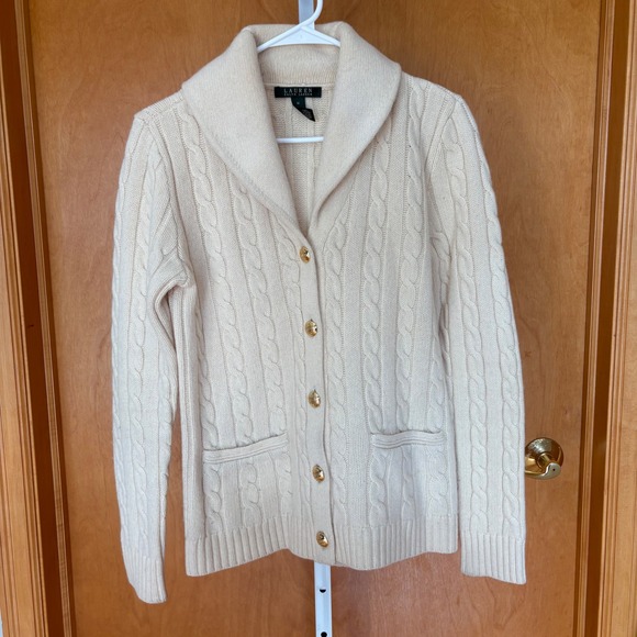 Lauren Ralph Lauren Wool Rabbit Hair Blend Cable Knit Cardigan Medium - Picture 4 of 8